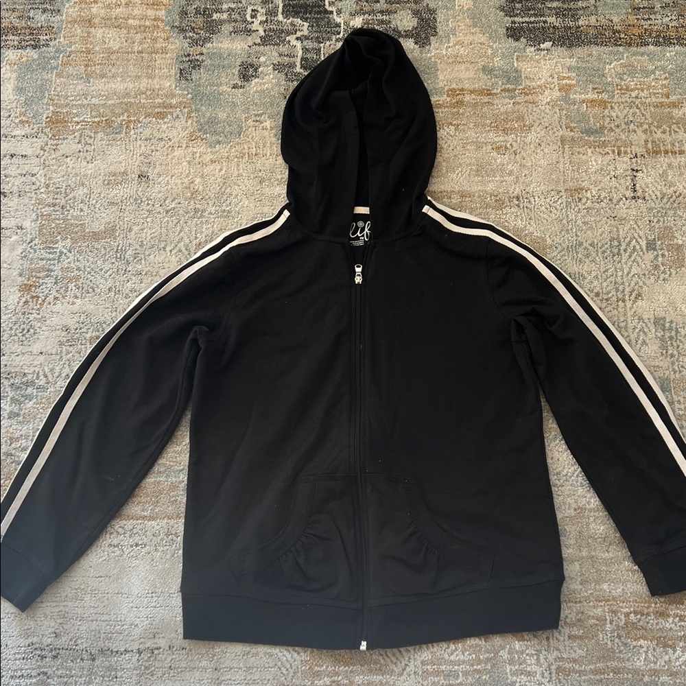 ‼️ Black Hoodie with White Stripes ‼️